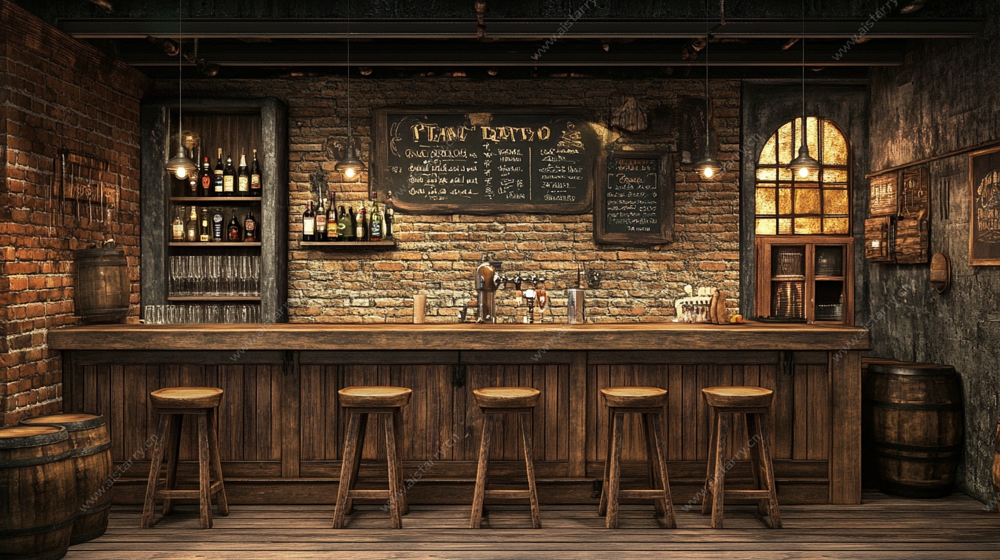 复古风格酒吧内部场景