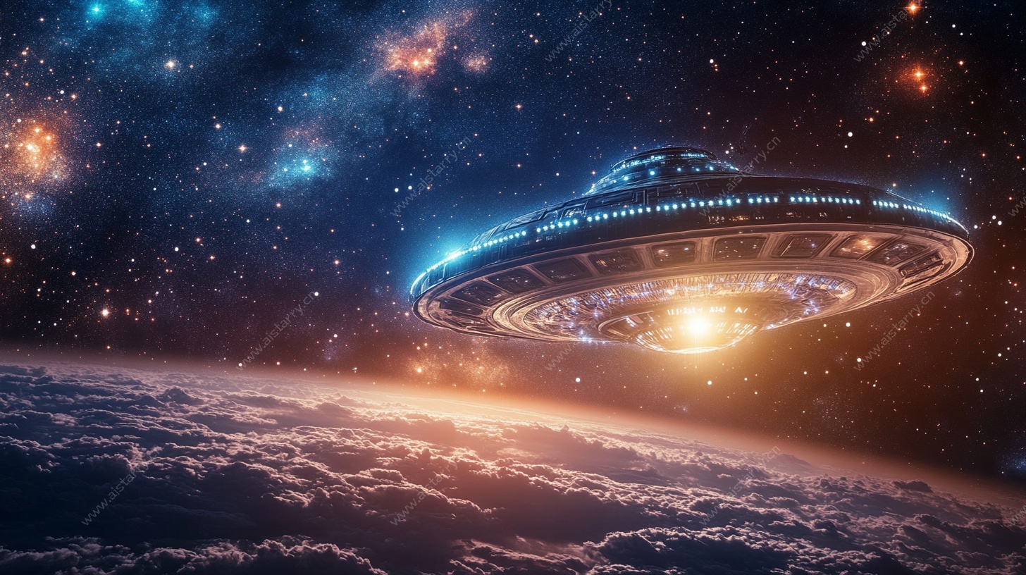 宇宙中的科幻飞碟景观