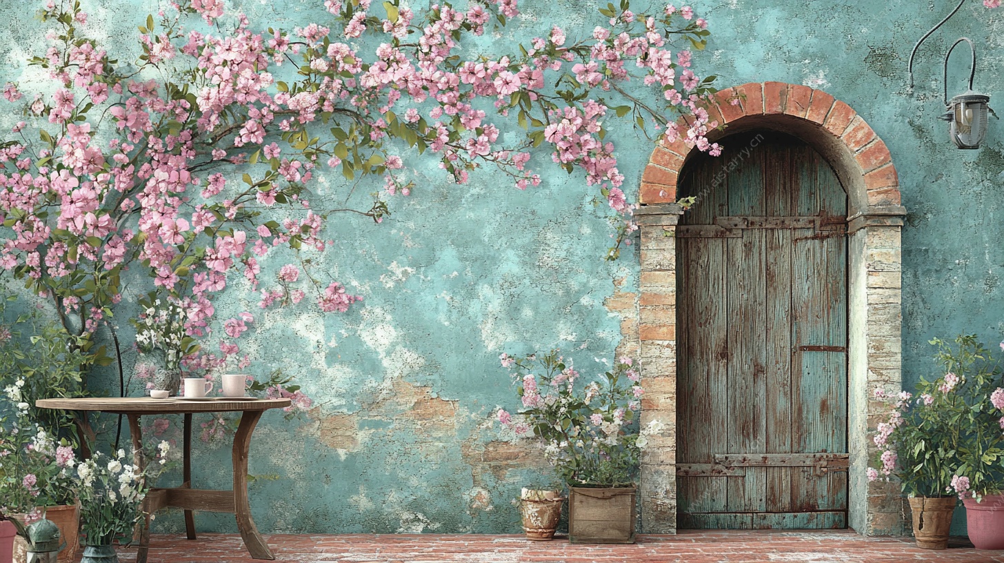 复古庭院的浪漫花卉景致