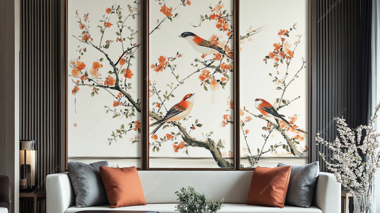 中式客厅花鸟装饰画