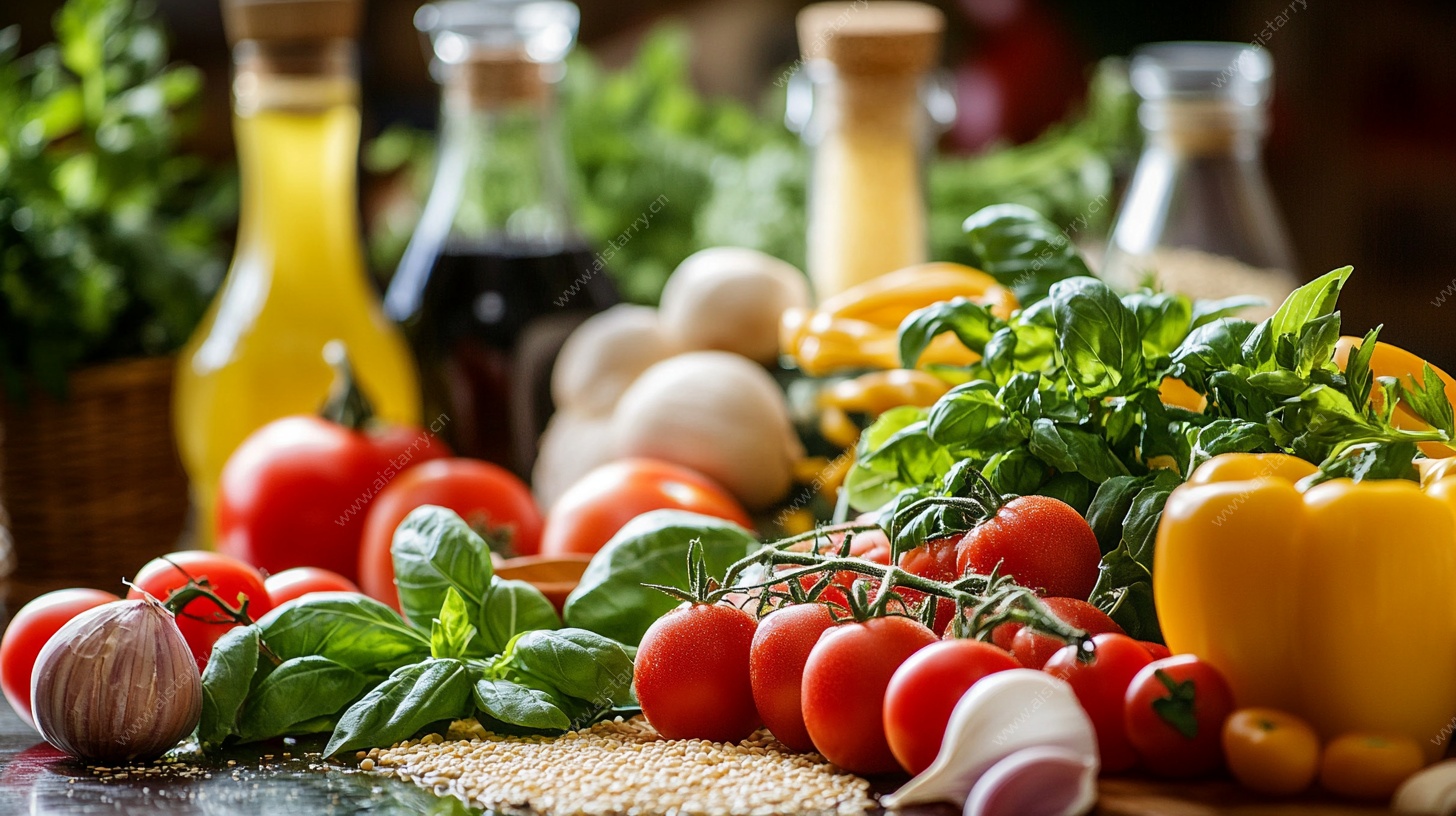 新鲜多样的厨房蔬菜食材