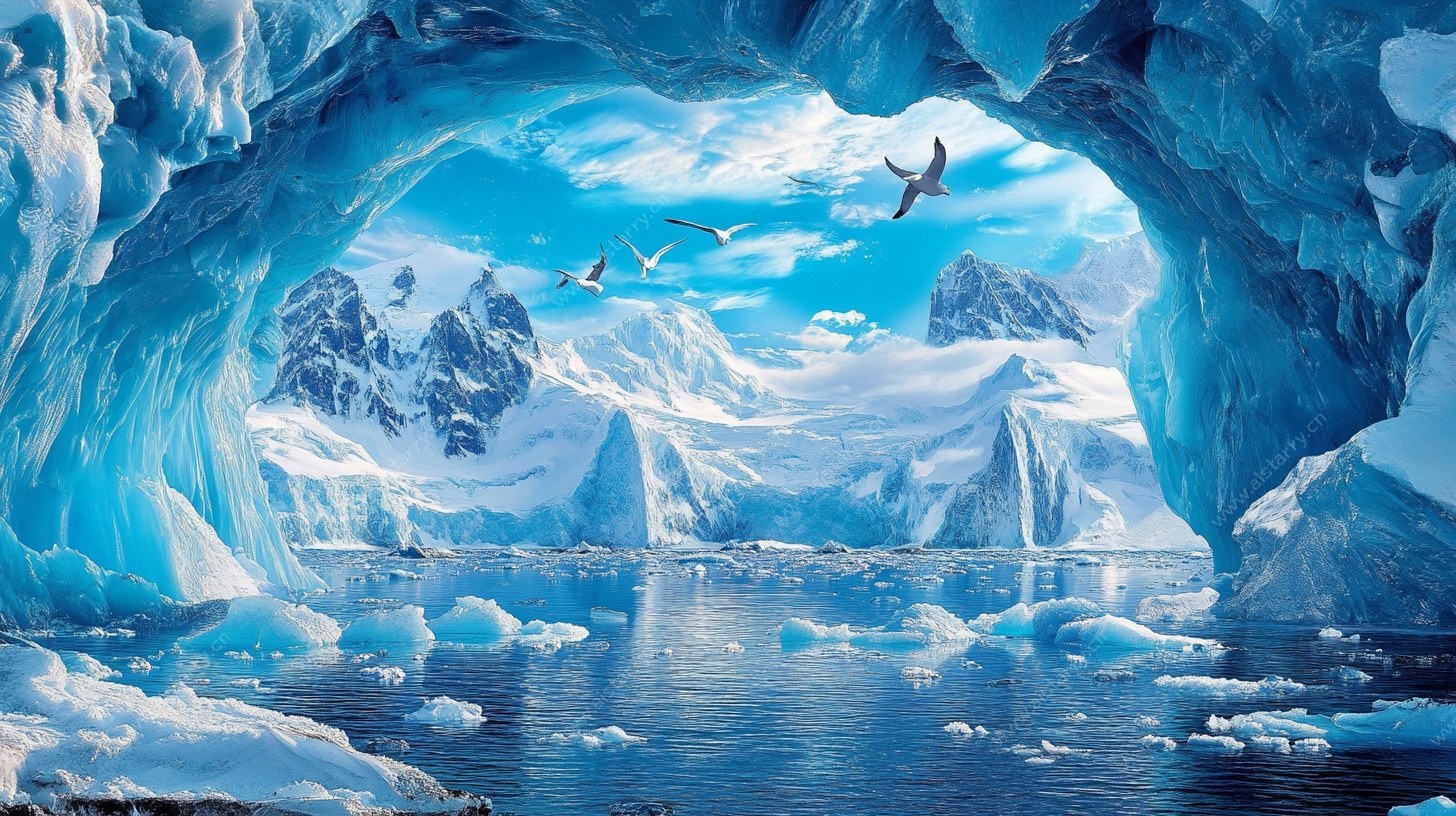 冰雪洞穴中的极地风光