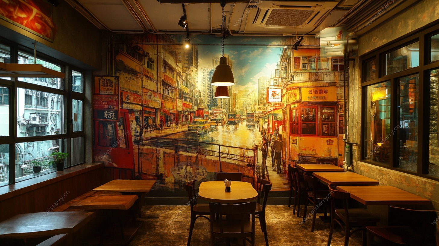 复古港式餐厅室内场景