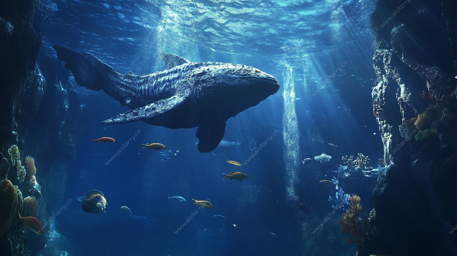 深海鲸鱼梦幻海底景象