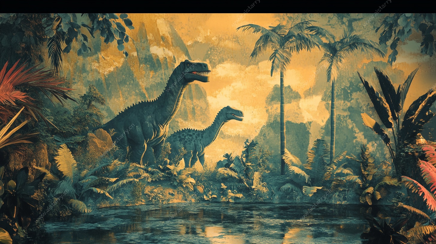 史前恐龙的丛林生活场景