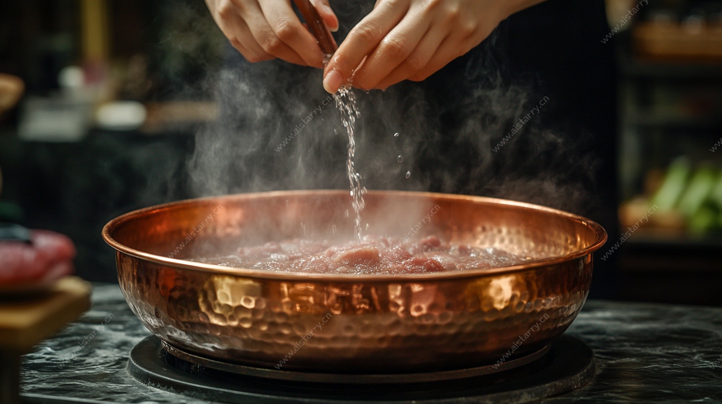 厨师烹煮食材的精彩瞬间