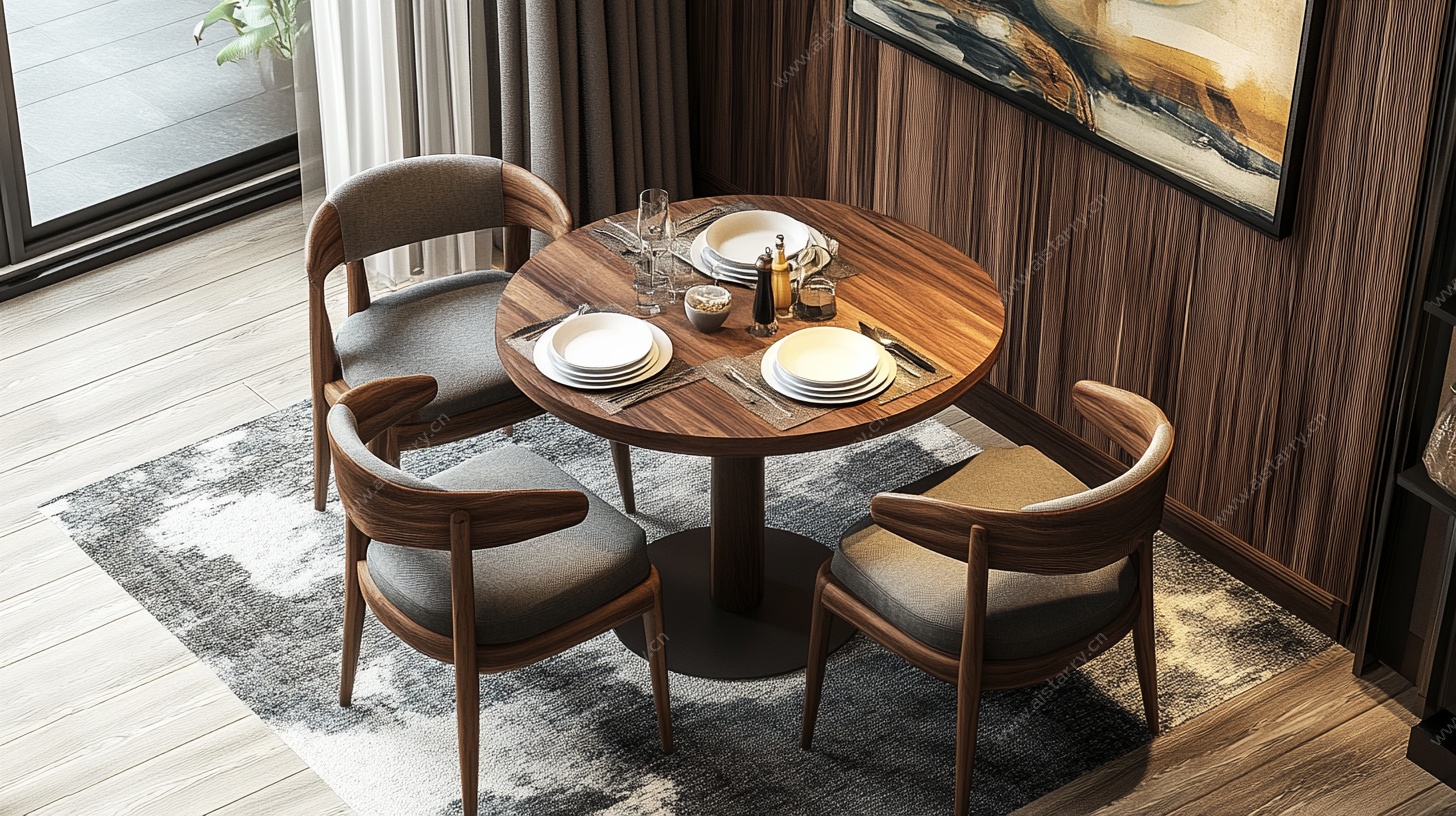 现代简约风木质餐桌椅组合