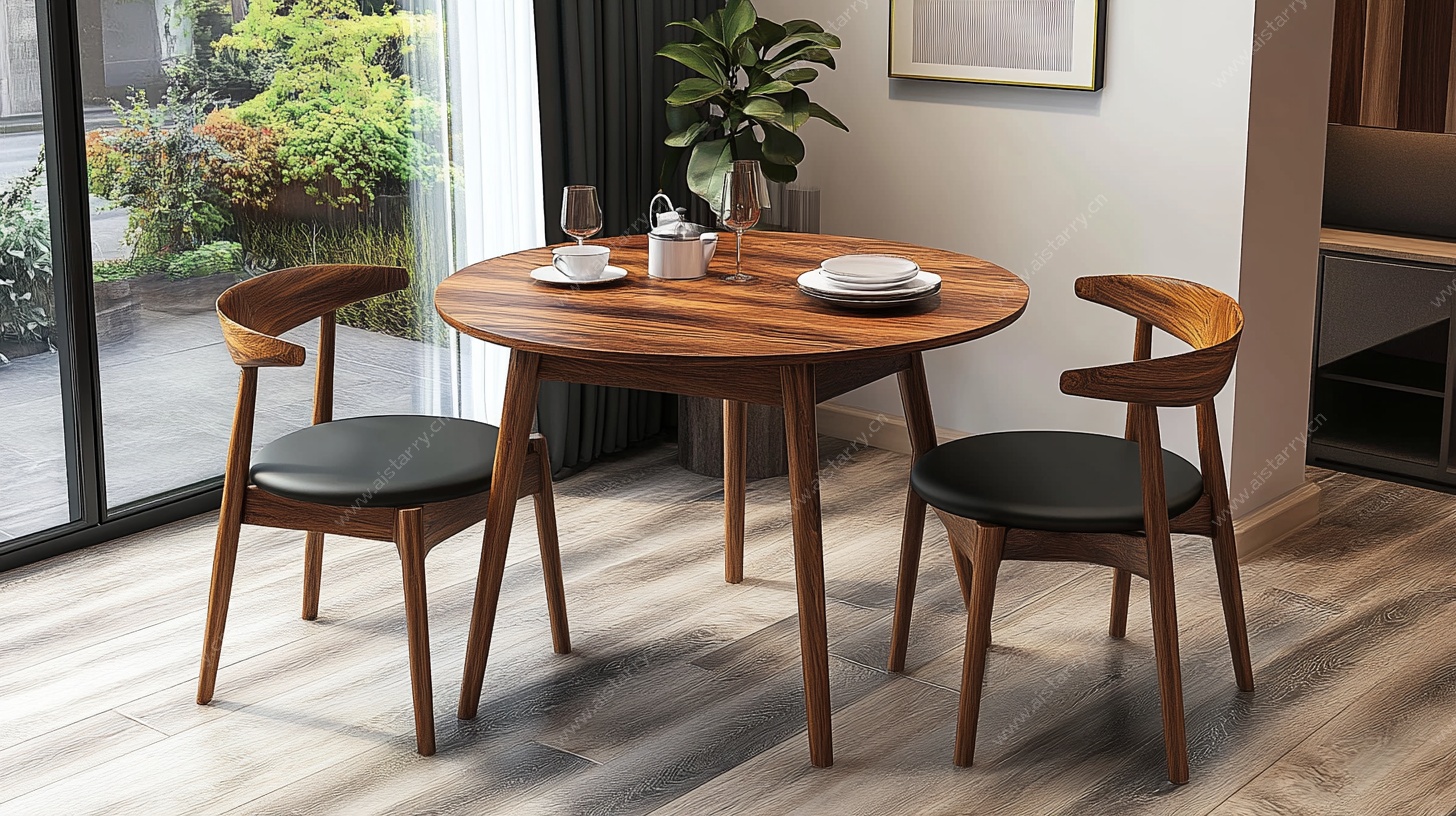 北欧风木质餐桌椅组合