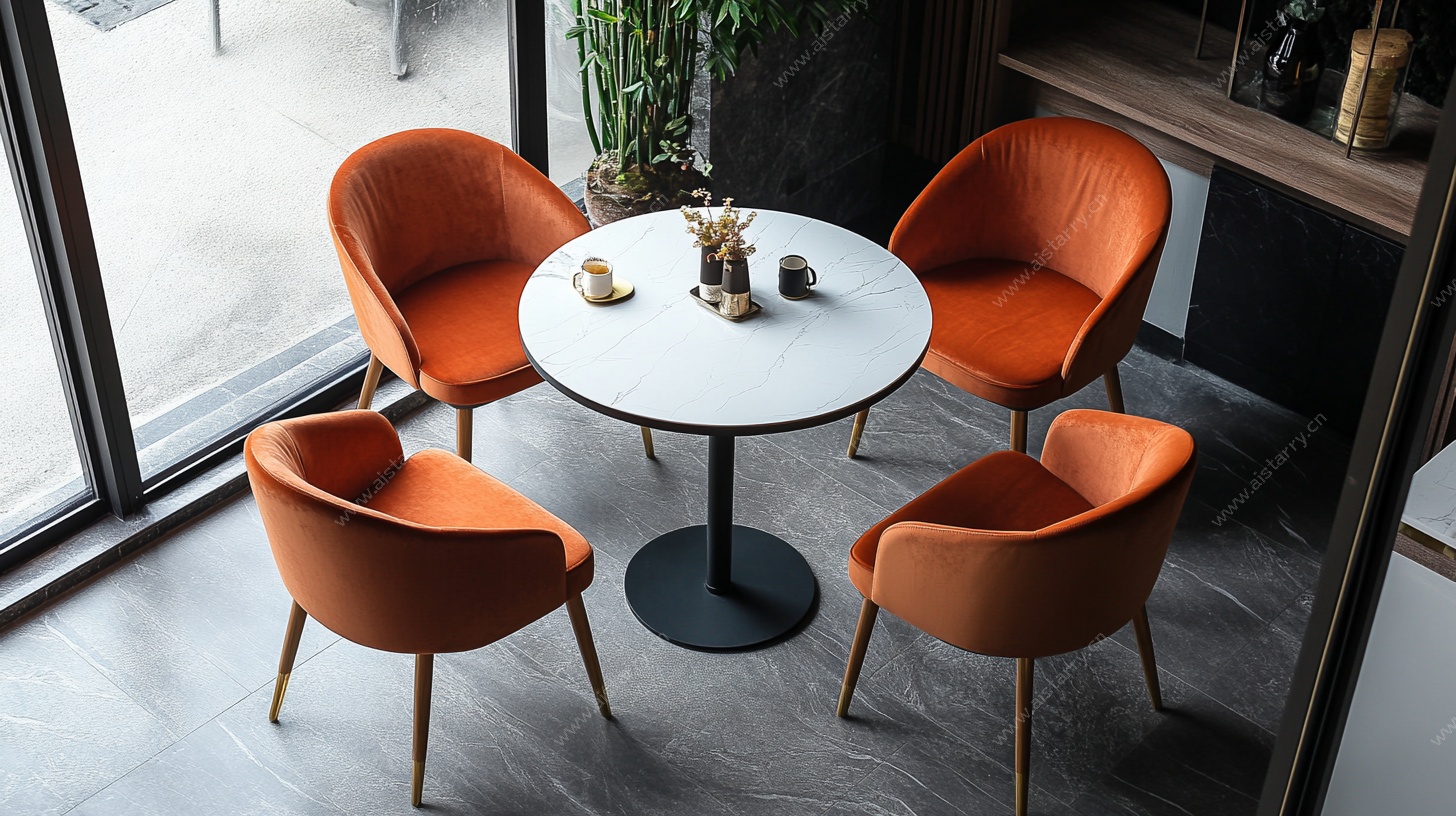 简约室内橙色桌椅组合