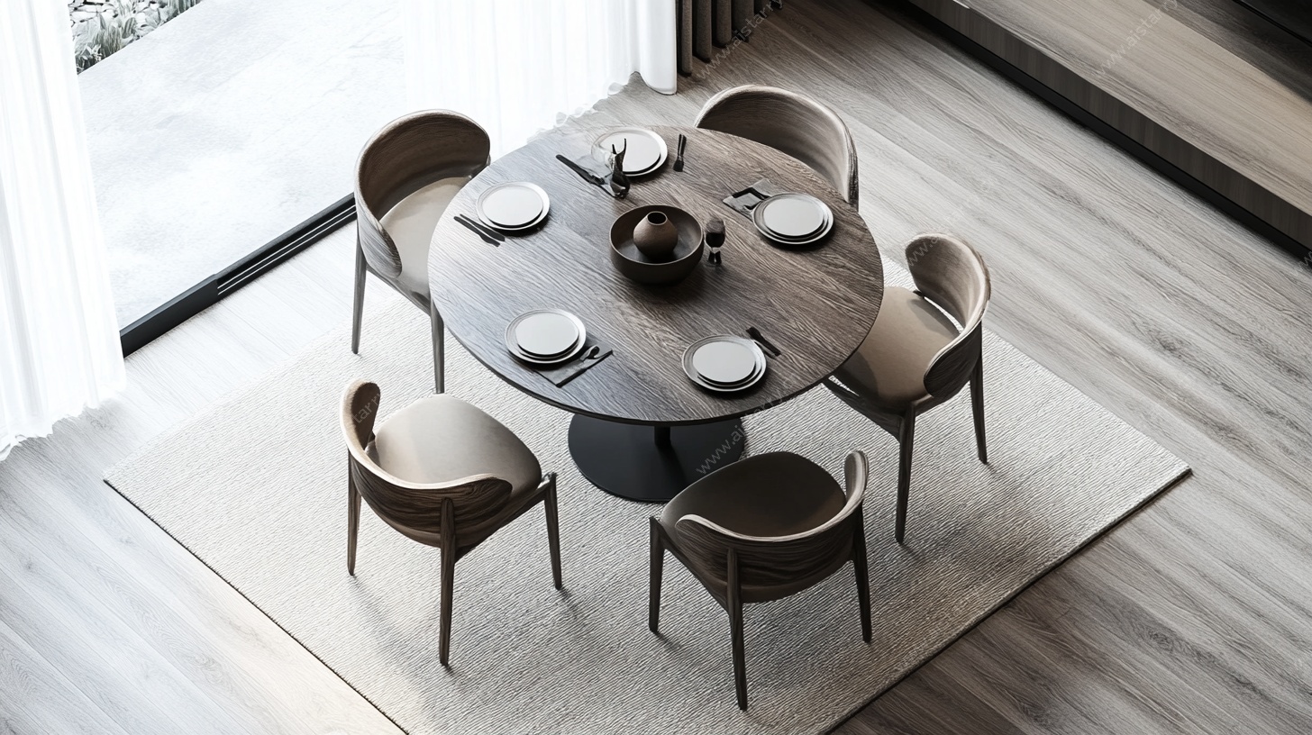 现代简约风圆形餐桌椅组合