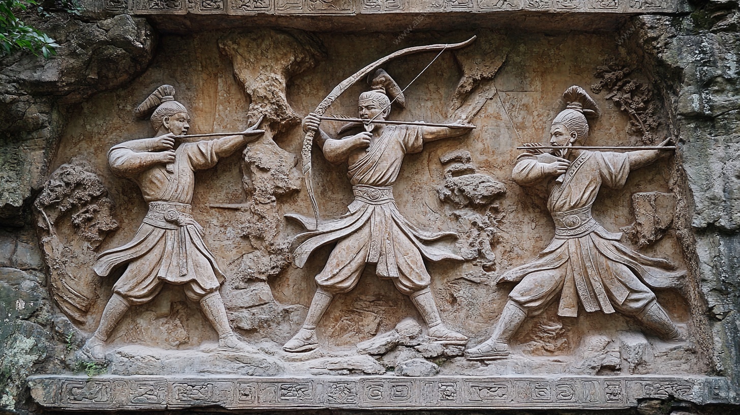 古代射箭人物浮雕