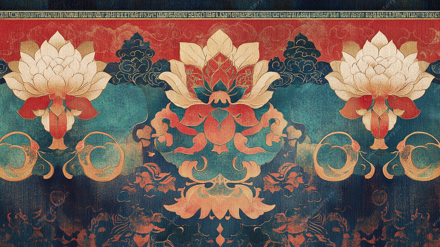 中式古典莲花纹样图案