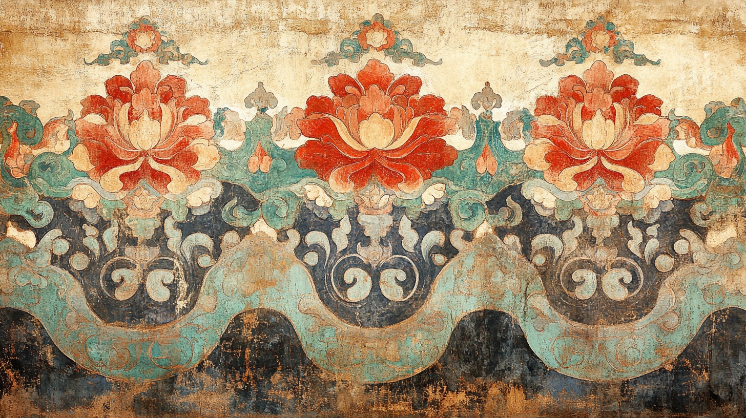 敦煌风花卉装饰图案