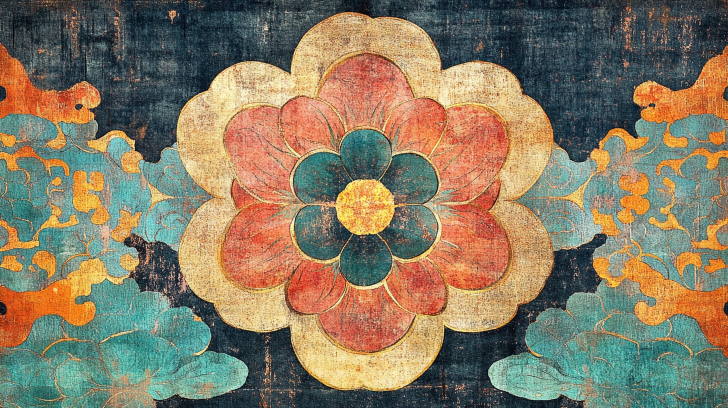 中式传统花卉图案装饰画