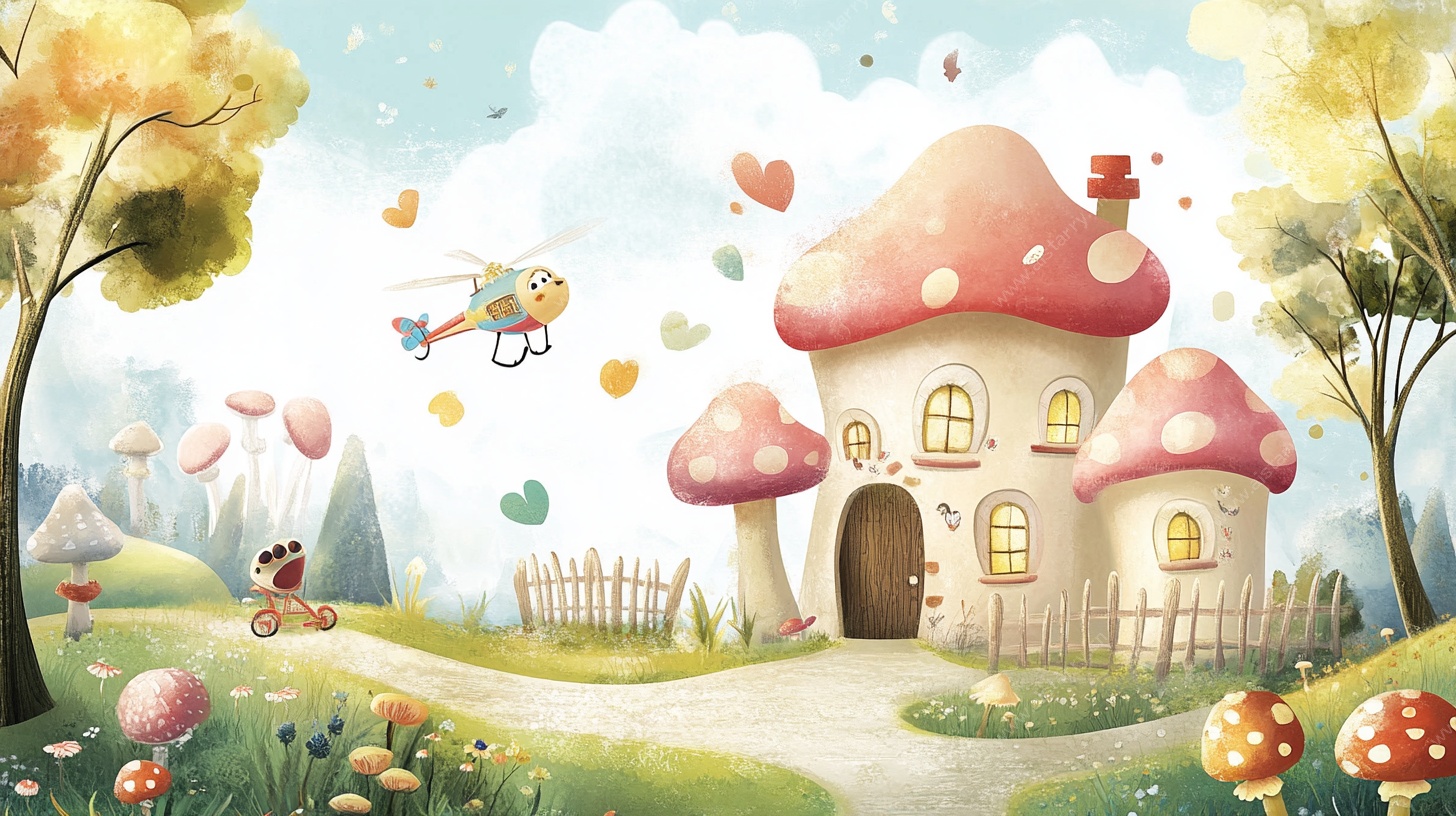 梦幻蘑菇小屋童话场景