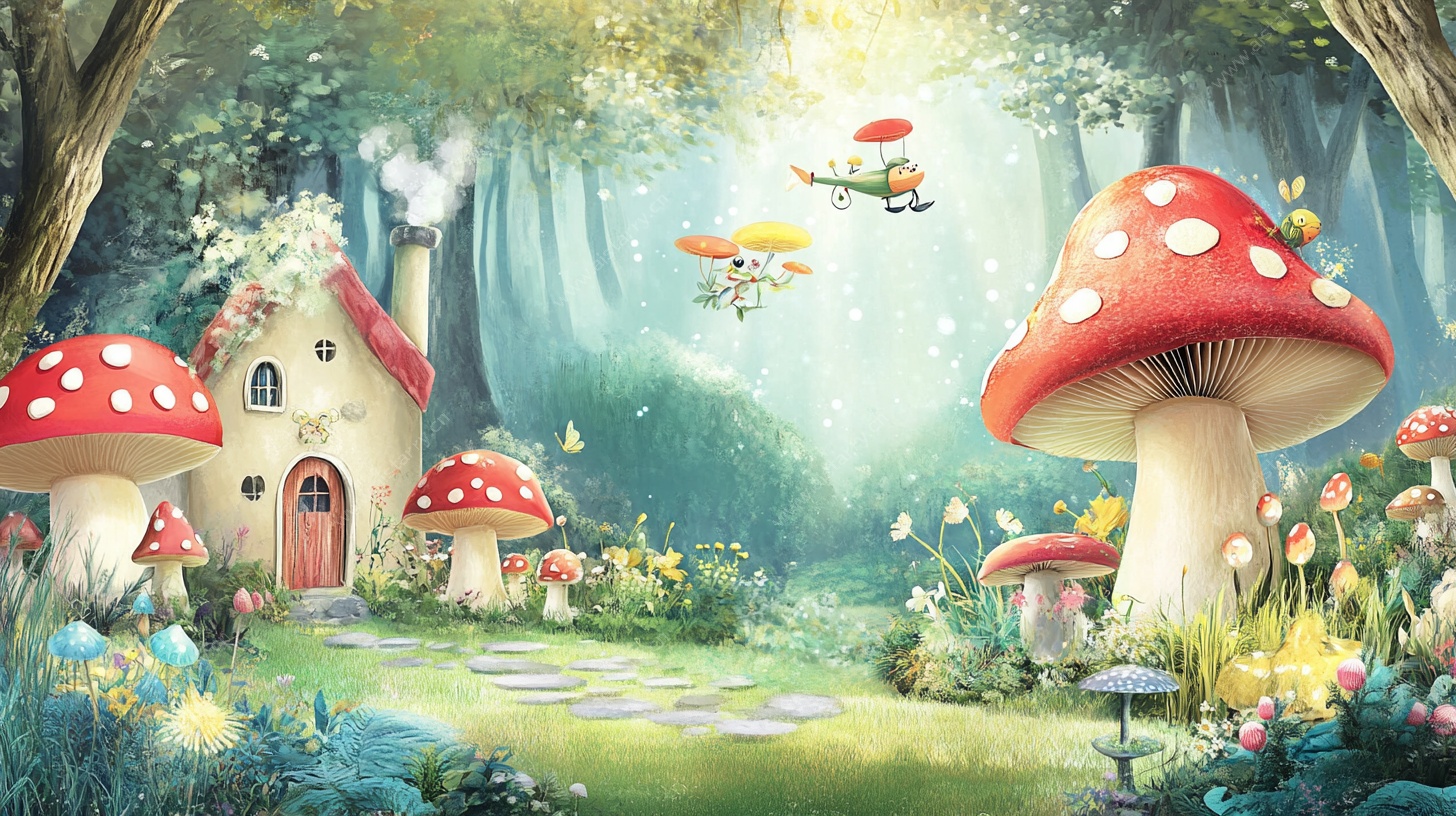 梦幻蘑菇精灵童话森林场景