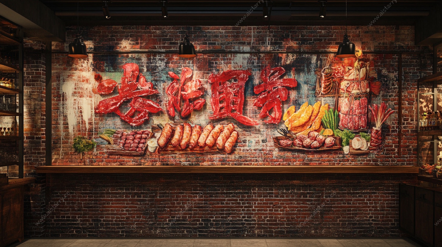 港式卤味店墙面装饰场景