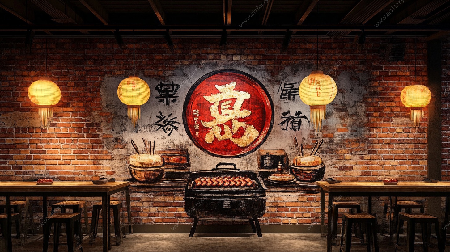 中式烧烤店室内温馨场景