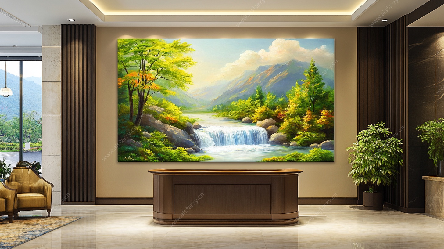 客厅山水壁画营造自然氛围