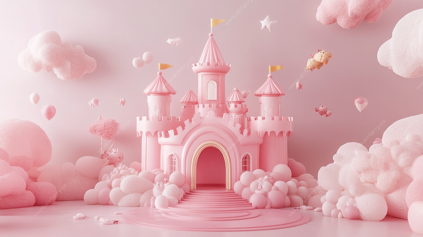梦幻粉色童话城堡场景