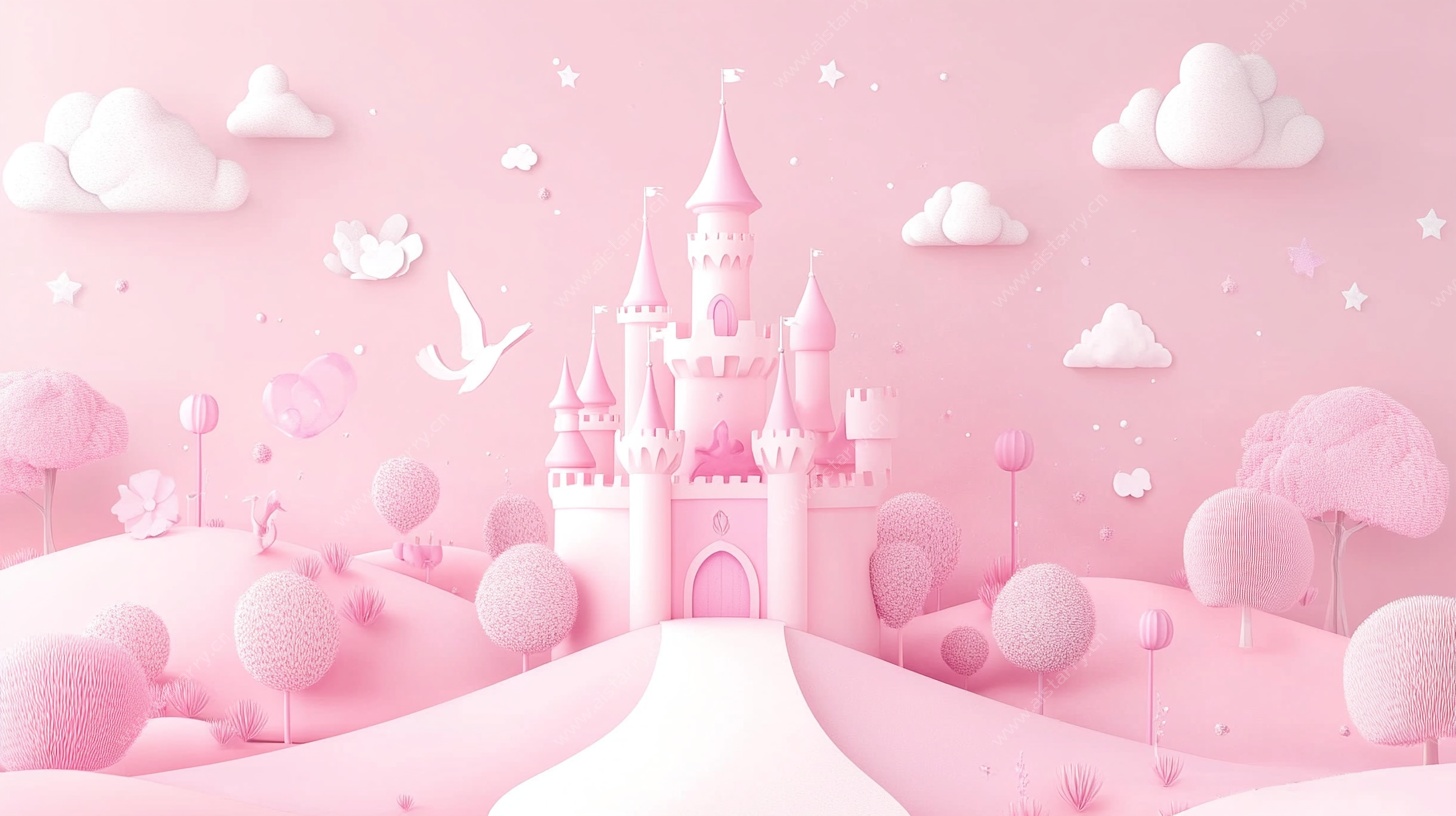 梦幻粉色童话城堡场景