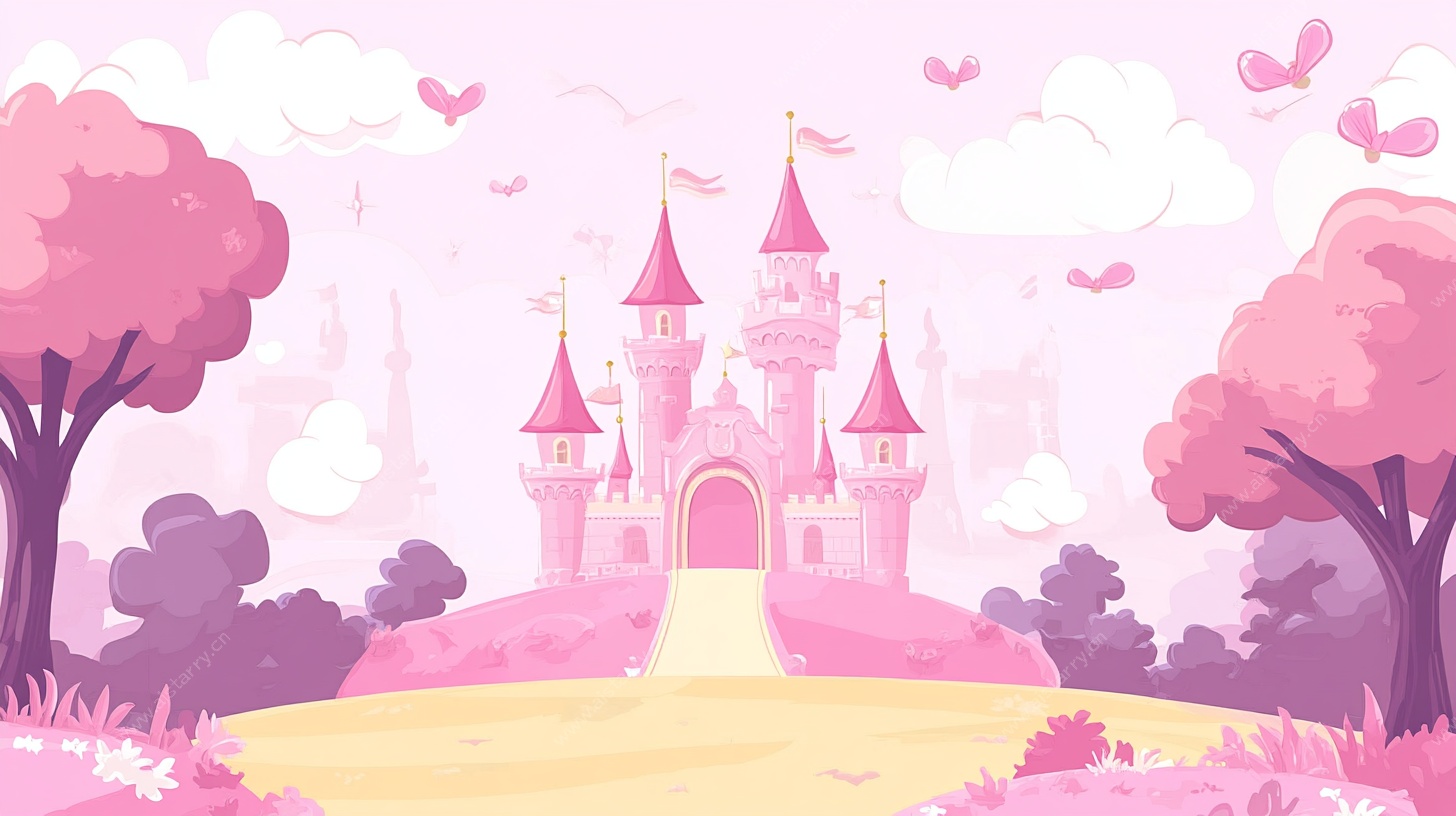梦幻粉色童话城堡风景