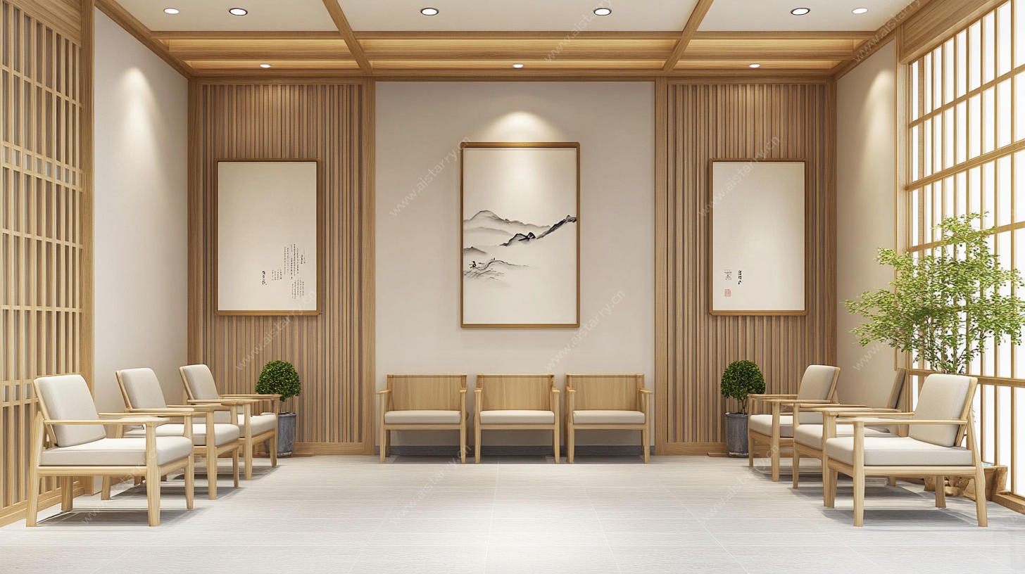 中式风格接待室室内场景