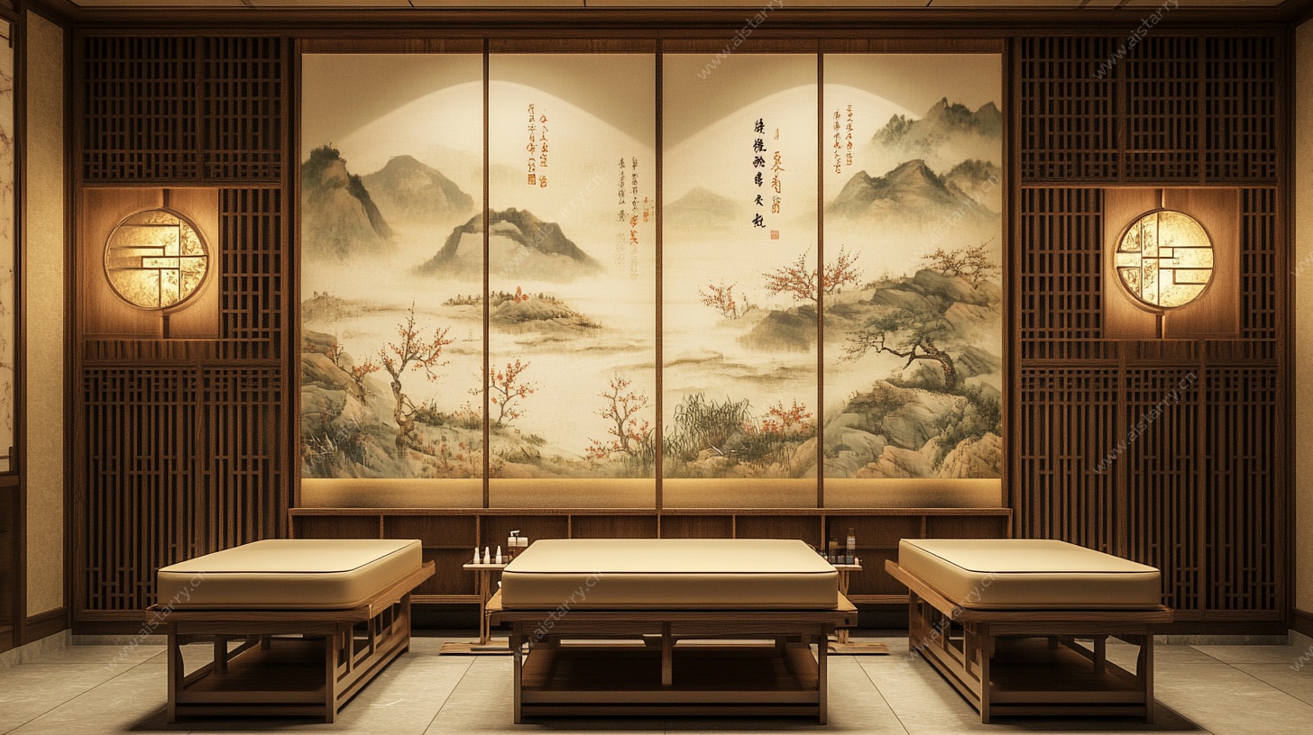 中式禅意茶室 山水屏风美