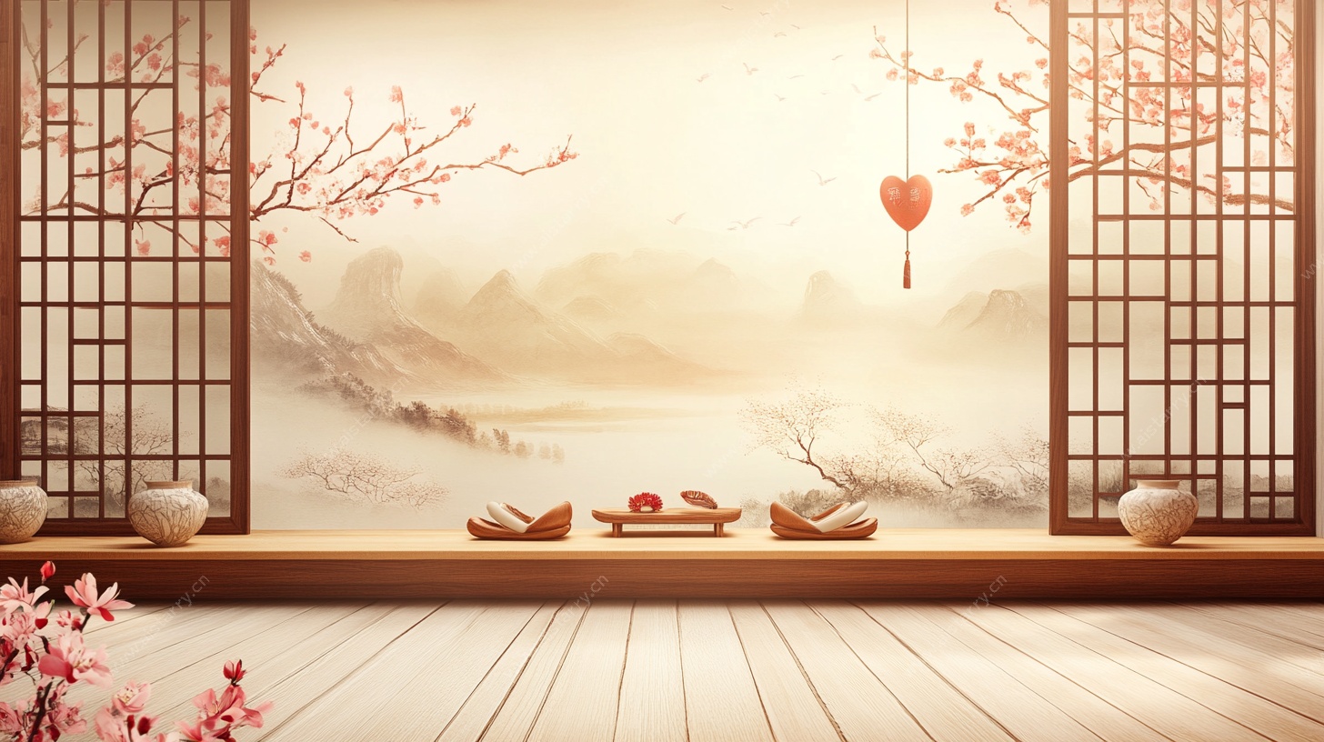 中式雅致茶室意境场景