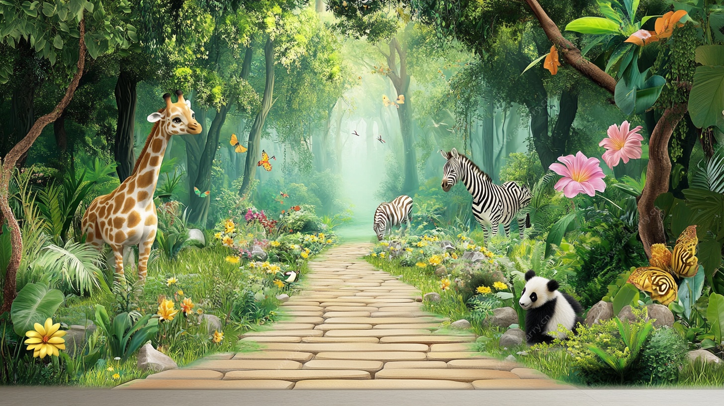 森林动物小径奇幻景象