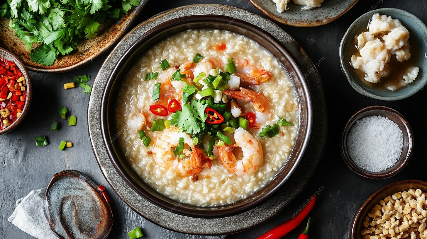 鲜虾粥美食特写