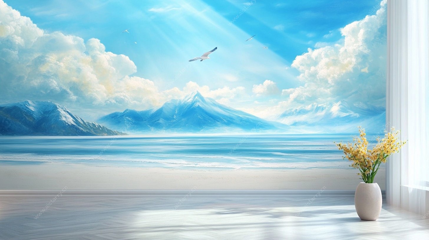 海景壁画 室内清新风景