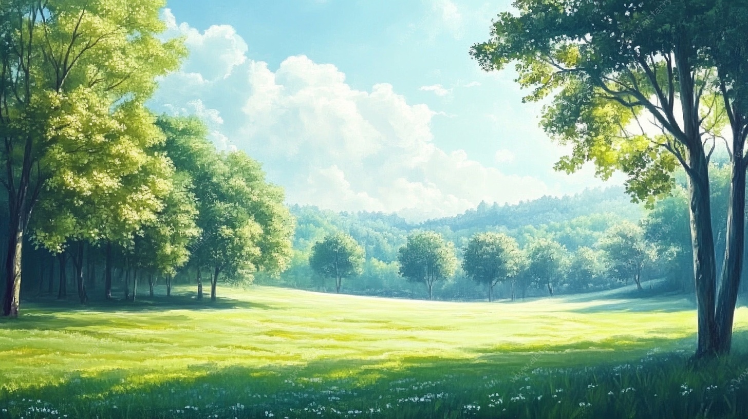 夏日森林草地美丽风光