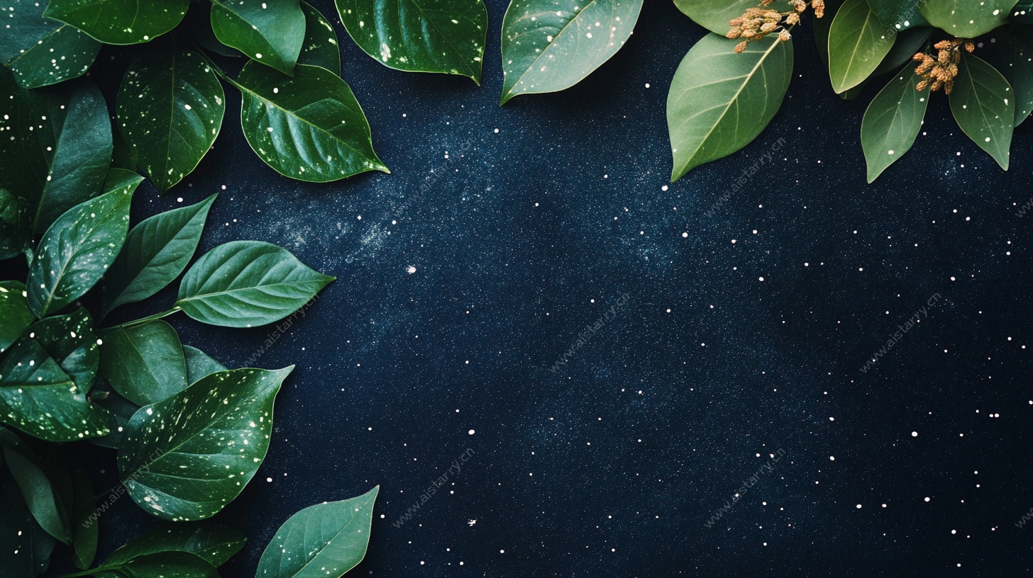 深背景上的清新绿叶