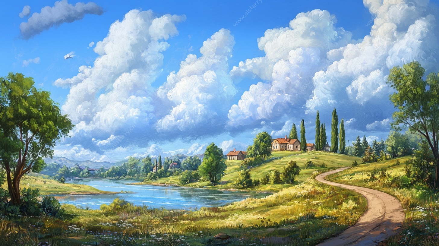 田园风光油画美景