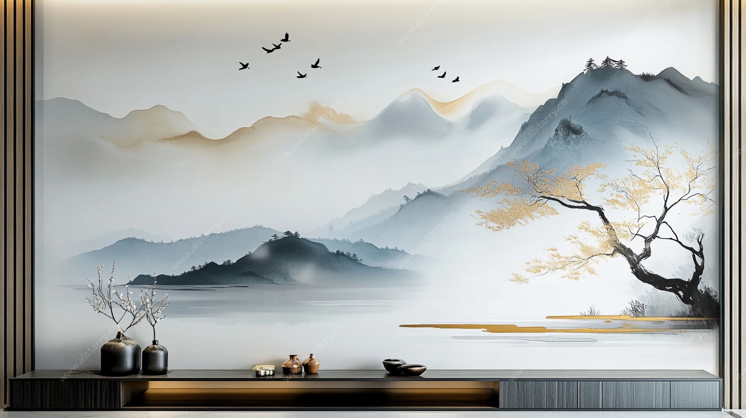 中式山水意境背景墙