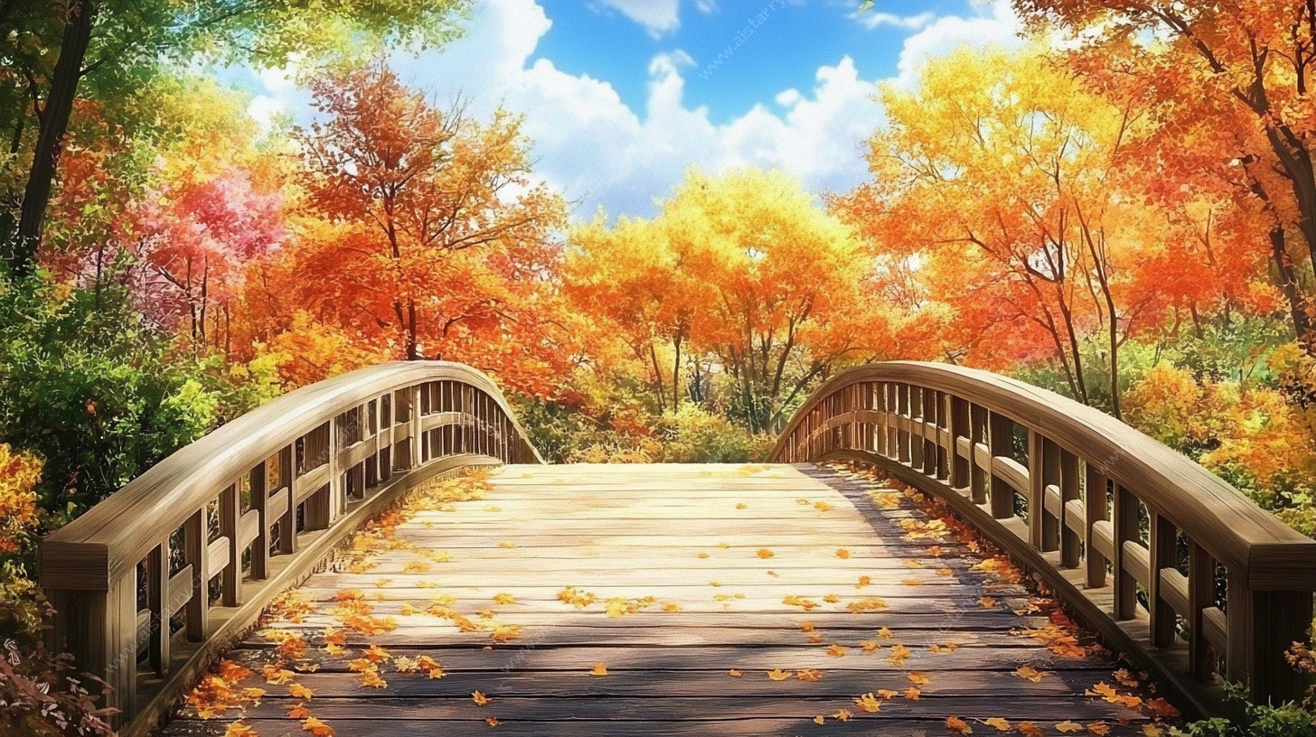 秋日木桥美景