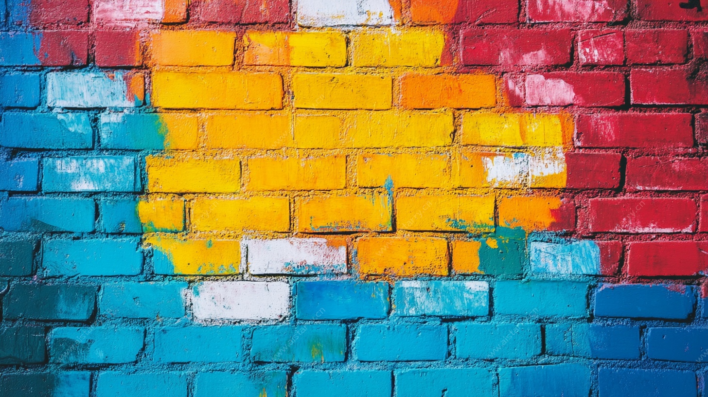 多彩砖墙纹理图