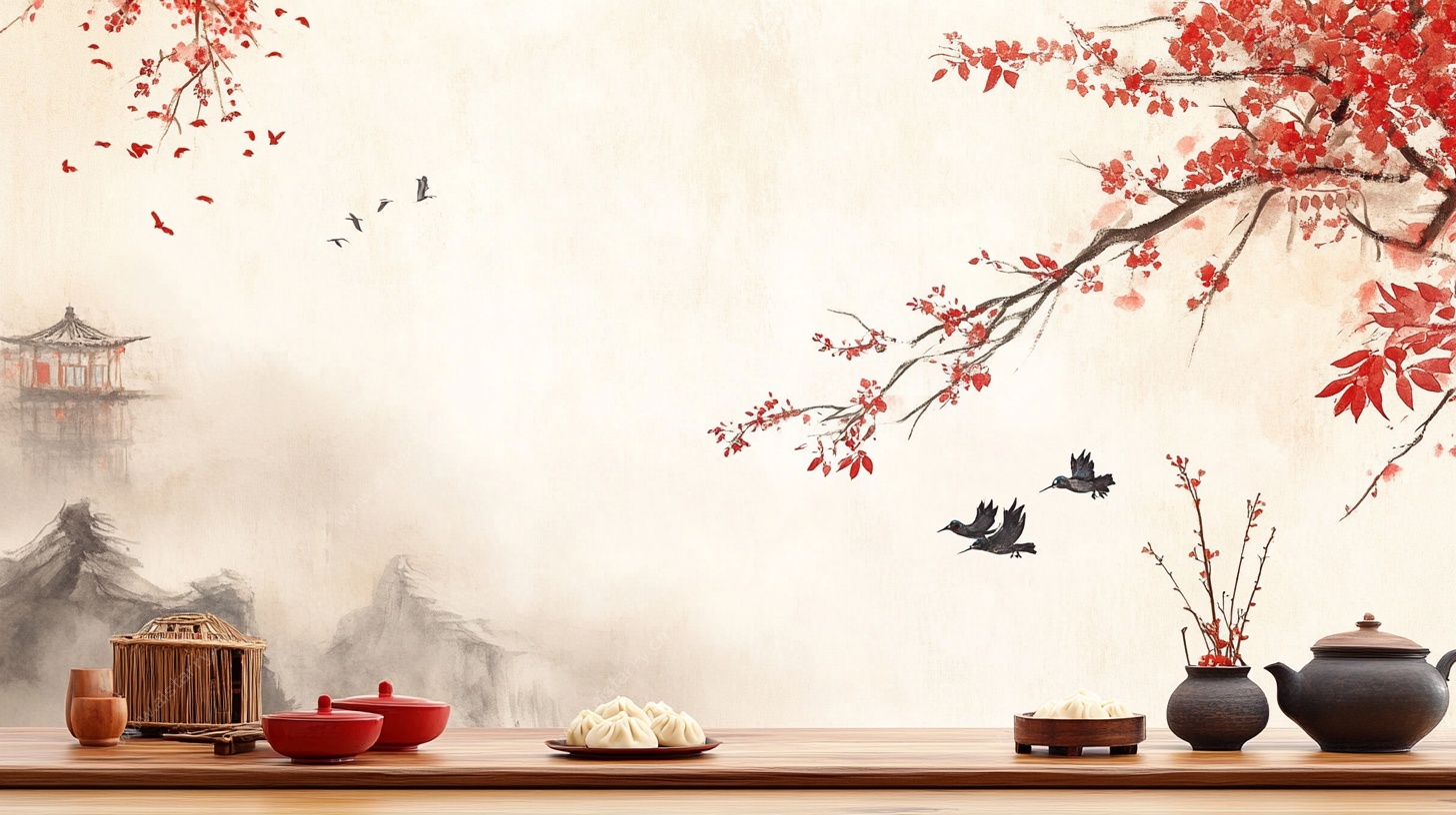 中式禅意茶室雅致场景