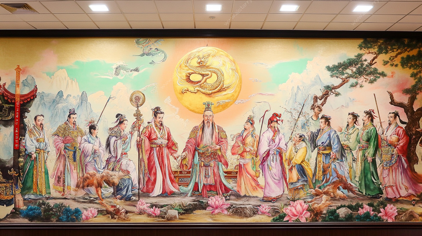 八仙过海等众仙壁画