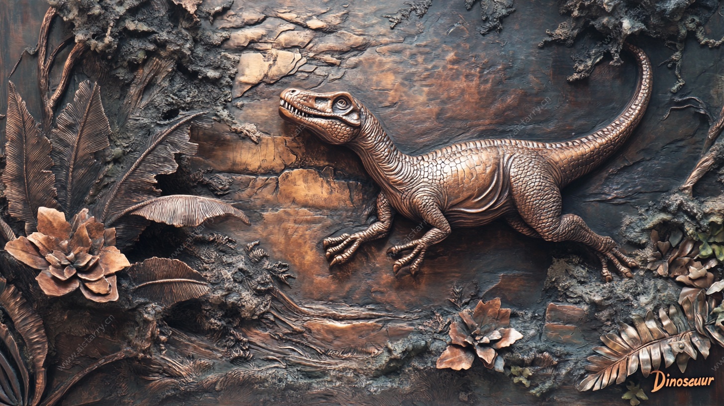 青铜恐龙浮雕 精致艺术作品