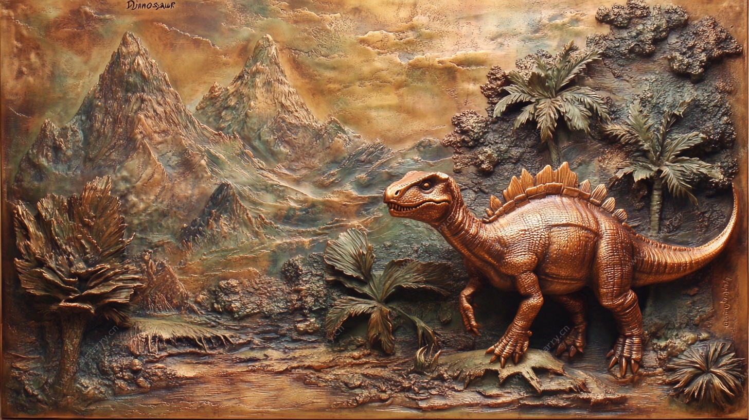 恐龙浮雕艺术 史前景观