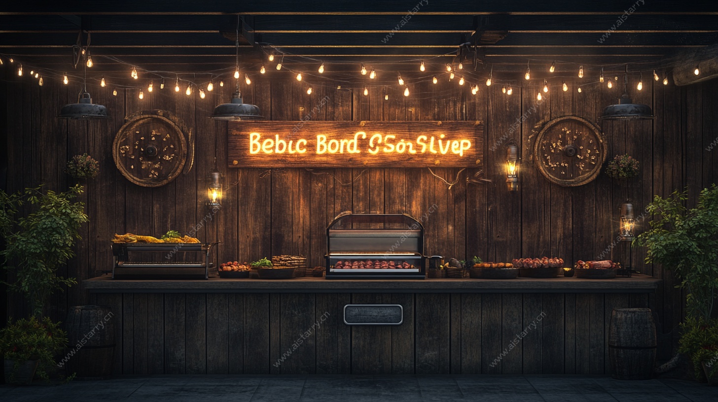 复古风烧烤摊位场景