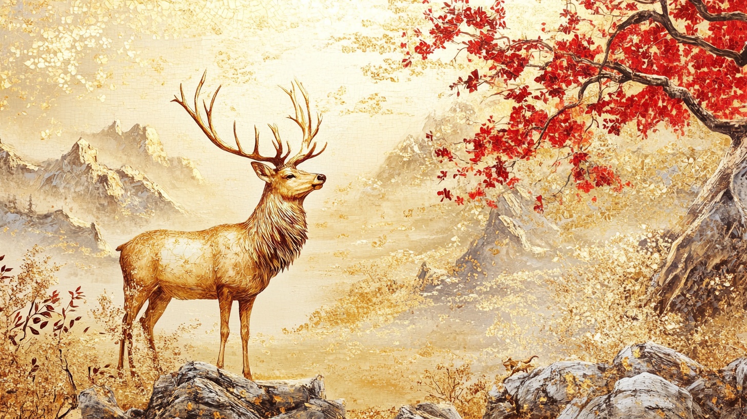 金鹿立岩赏秋景