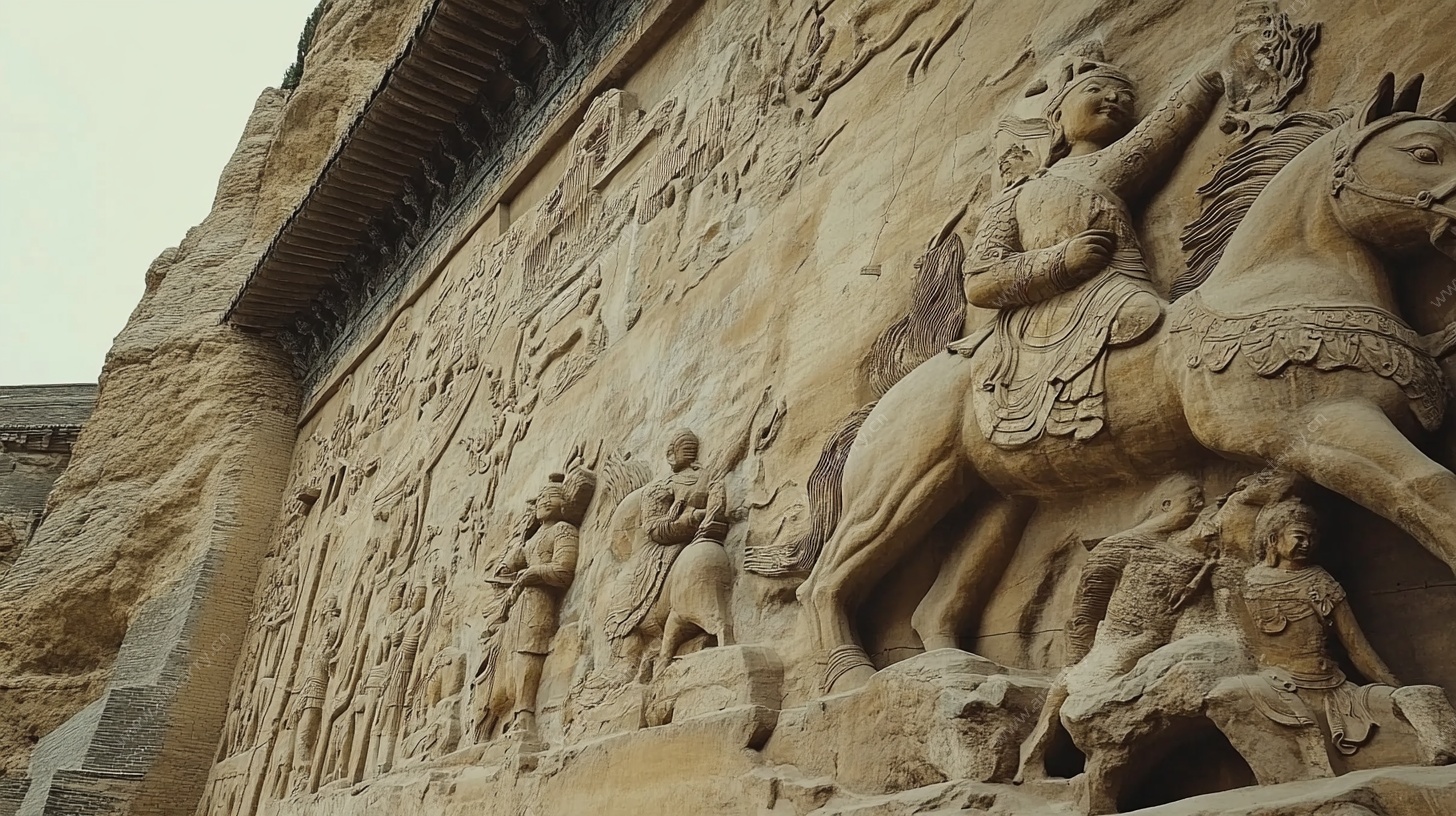 古代骑马人物浮雕艺术