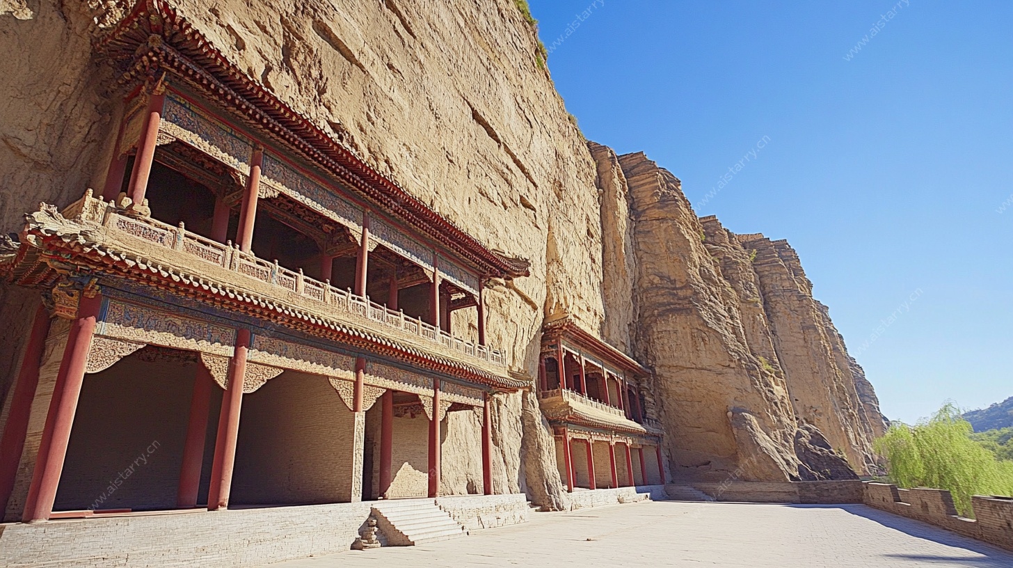 甘肃麦积山石窟建筑景观