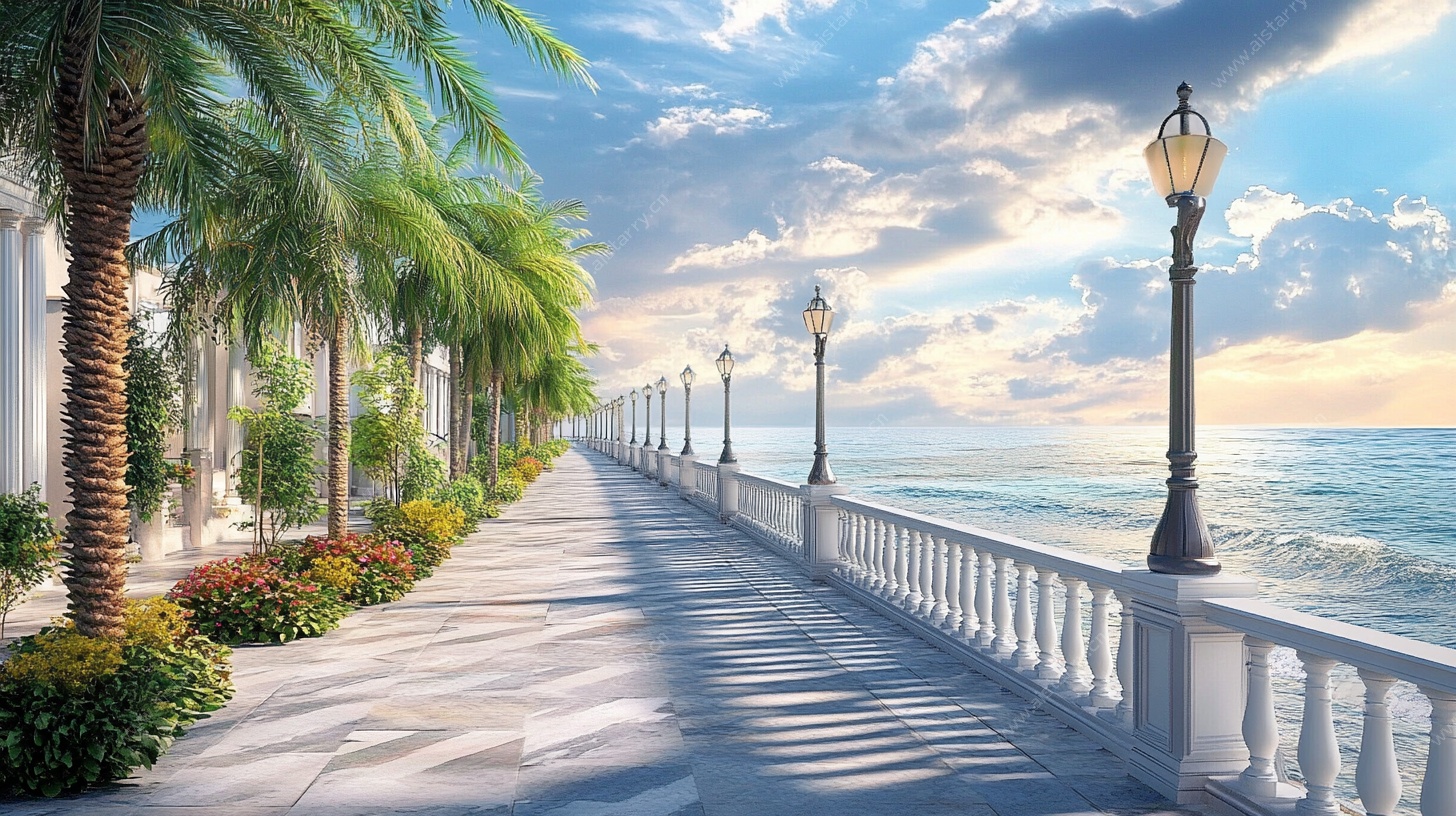 海滨漫步道 浪漫夕阳美景