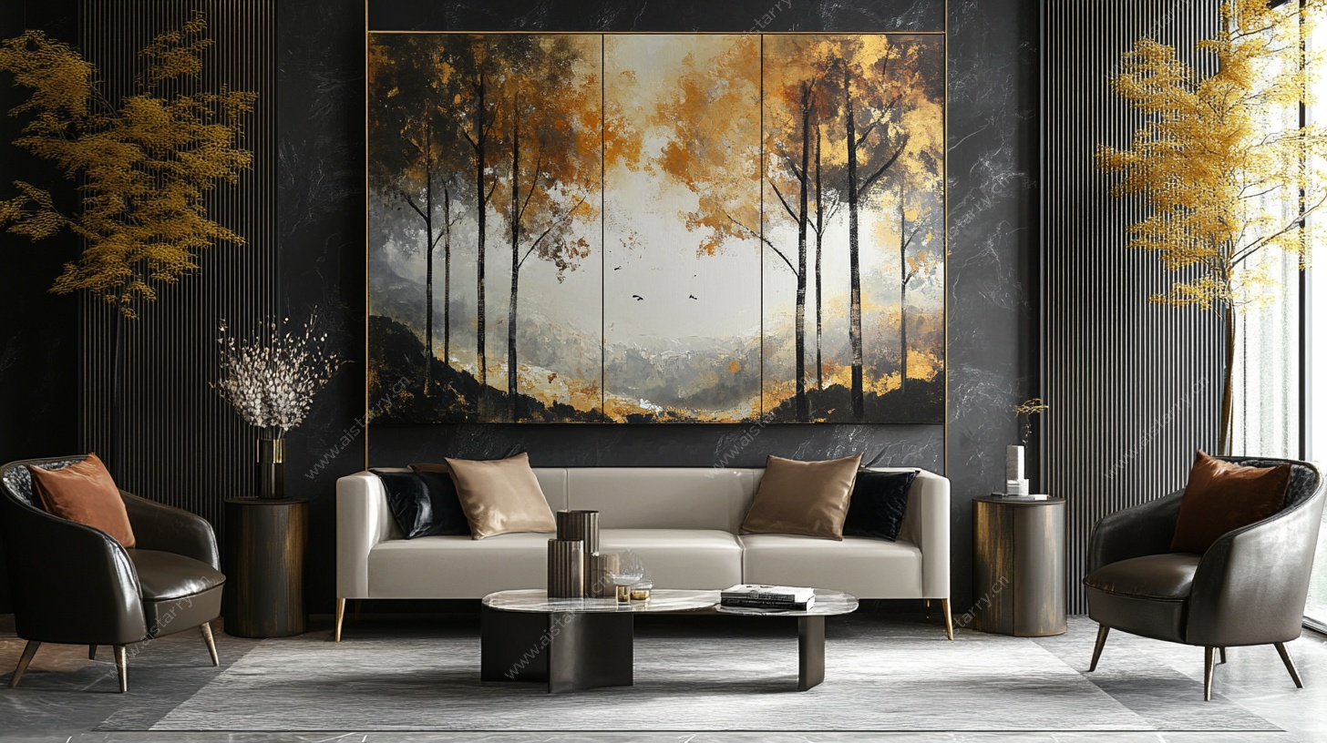 现代轻奢风客厅艺术挂画