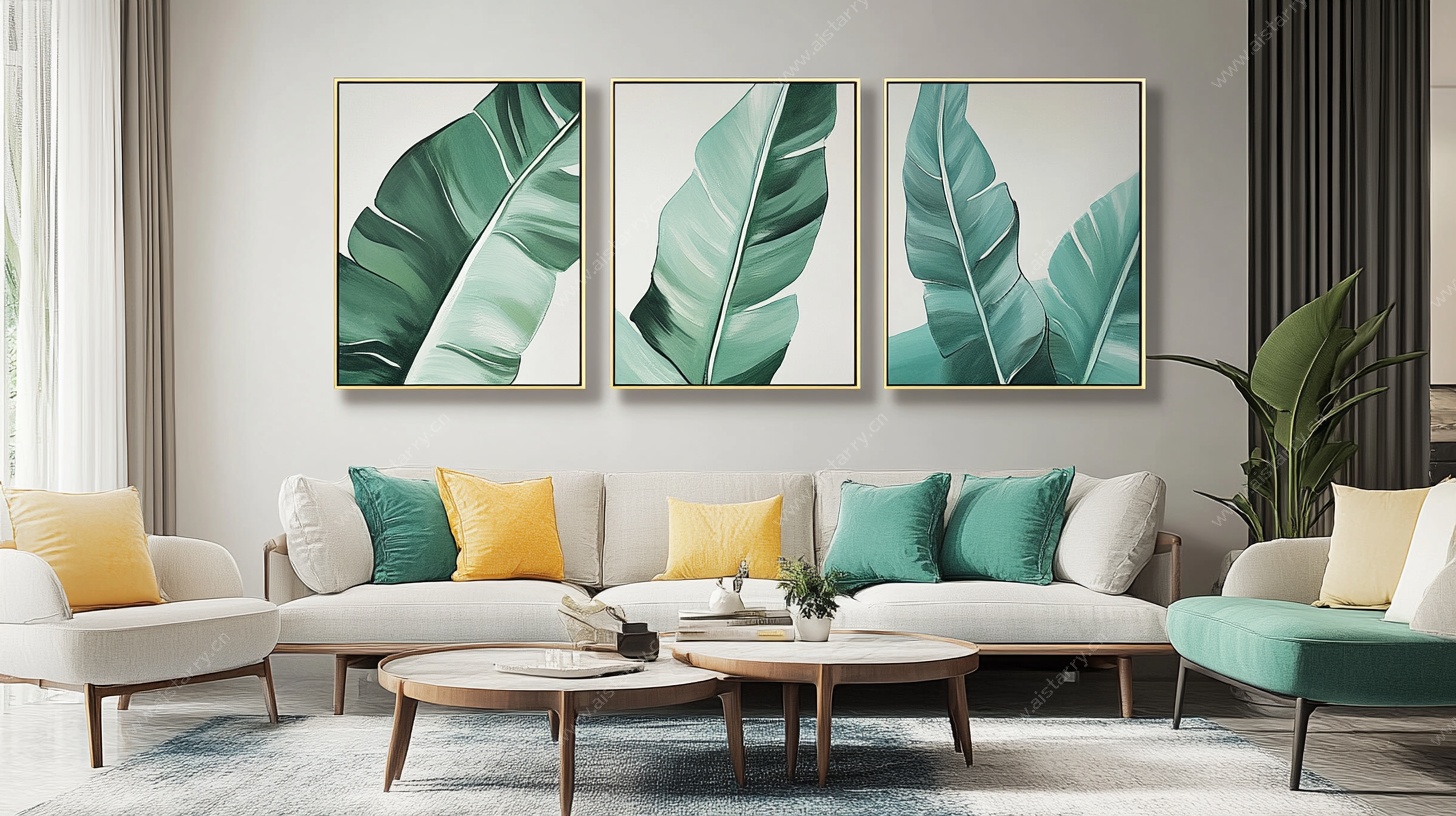 清新绿植风客厅装饰画