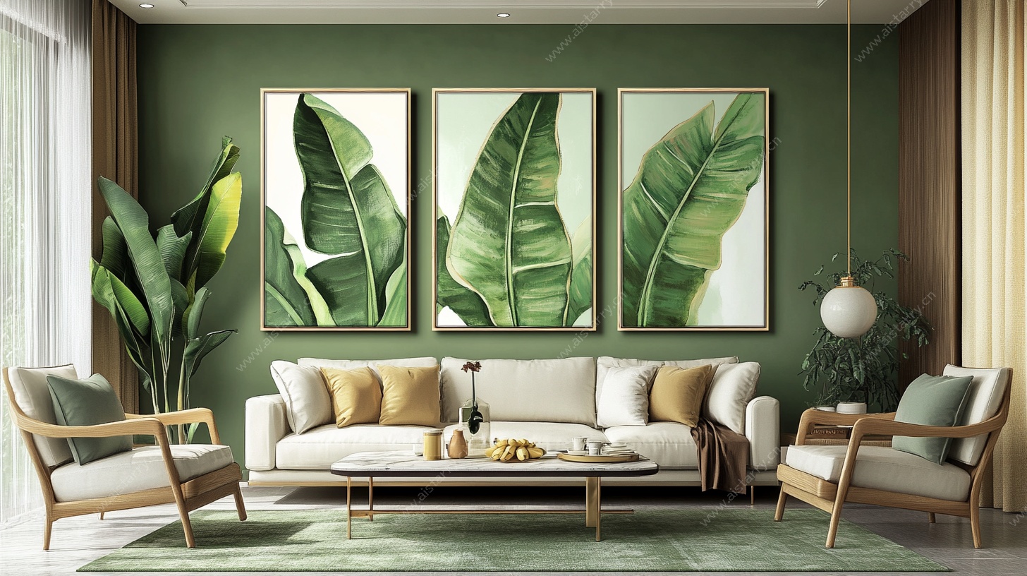 清新绿植风客厅室内设计